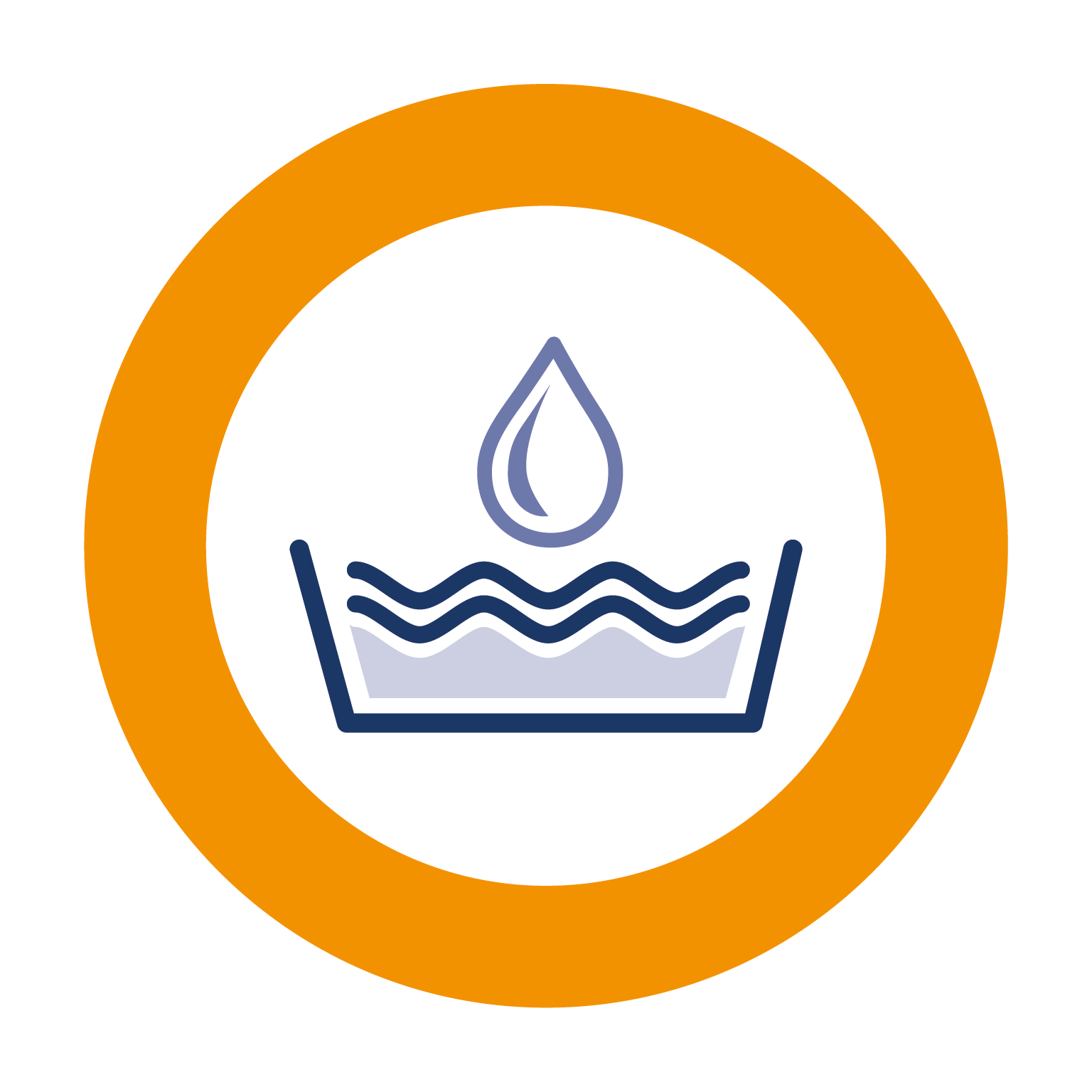 Fließendes Tannosynt-Symbol in einem orangefarbenen Kreis
